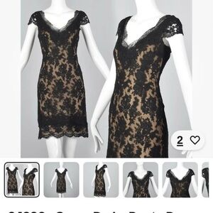 Oscar de la Renta Black and Tan Lace Dress